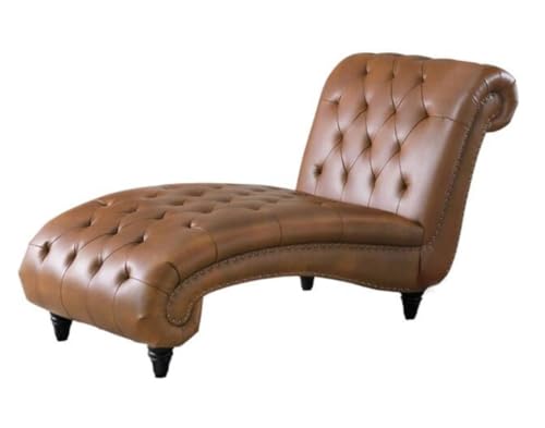 Image of Lazy Couch and Reclining Sofa /Recliner Chaise Longue /Fabric recliners /for Bedroom /Living Room /Office Reception Recliner Lounge Sofa and Armchair (Brown Leatherette)