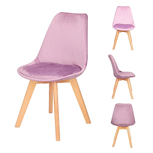 Sillas tapizadas en Tela de Terciopelo Gris Juego de 4 sillas de Comedor con Patas de Silla de Material de Haya Maciza Silla de Escritorio para computadora para Dormitorio Comedor Sala de Estar Cover