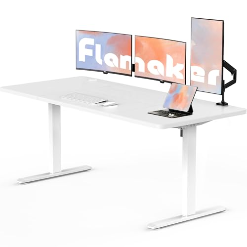 Bümö Höhenverstellbarer Schreibtisch 180x80cm - Manuell Verstellbarer Bürotisch Asteiche