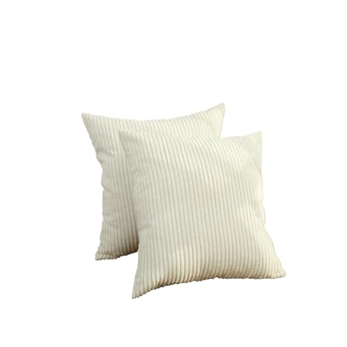 Coussin velours côtelé bleu et housse de coussin décorative à rayures couleur unie - 4