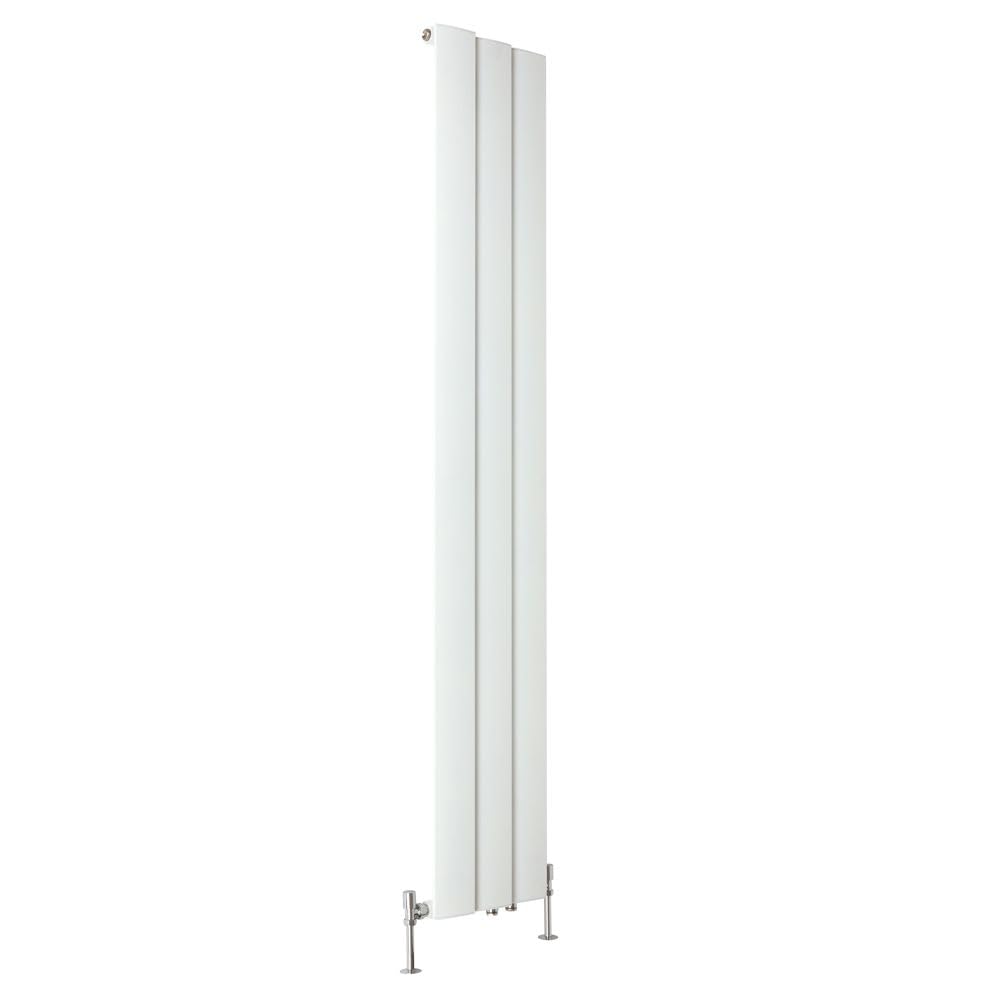 Milano White Aris Vertical Single Stepped Panel Aluminium Radiator - 1800Mm X 280Mm