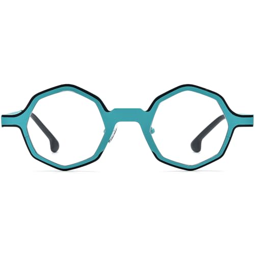 Image of FONEX Colorful Pure Titanium Glasses Frame Women Retro Round Eyeglasses