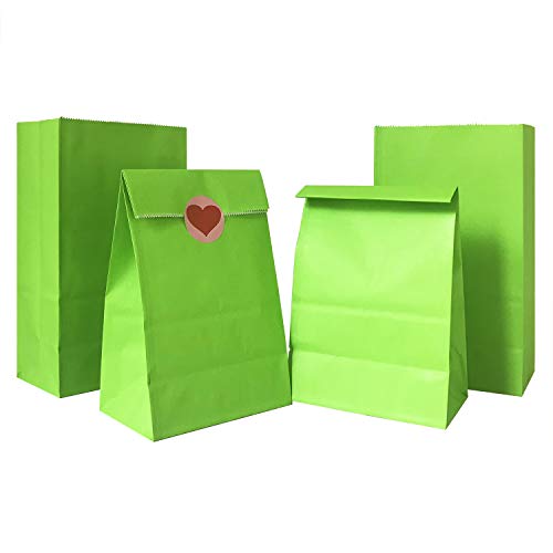 Artseen Party Favor Paper Bags for Party Celebration Treated Paper Bags 5.10X3.10X9.4 inches(24 CT) (Lime Green)