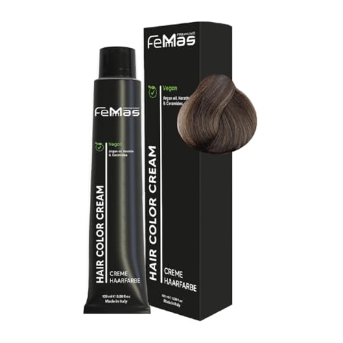 FemMas - Tintura per capelli biondo scuro cenere intenso 6.11, crema colorante professionale con olio di argan, cheratina e ceramidi, colorazione permanente o tintura, per risultati durevoli, da 100
