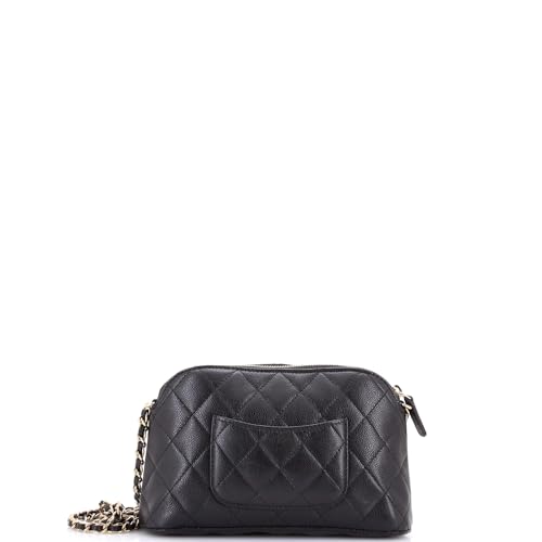 Pre-Loved CC Dome Zip Clutch with Chain Quilted Caviar Small, Black3