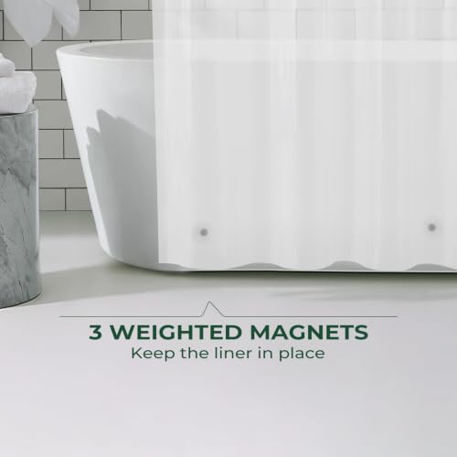 Image of HARBOREST Shower Curtain Liner with Side Suction Cups, Premium PEVA Plastic Shower Liner with 3 Magnets, Waterproof Bathroom Curtain, 72 x 72, Frosted
