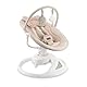 MoMi Babywippe PEARL für Babys bis 9 kg, 360° drehbarer Sitz, LED-Panel, Bluetooth, Fernbedienung, Batterie- oder Netzbetrieb, Netzteil mit USB-Kabel, 5-Punkt-Sicherheitsgurt, Bügel und Spielzeug