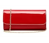 MUDUO Women Patent Leather Wallets Fashion Clutch Purses Evening Bag Many colors Handbag (18Red)