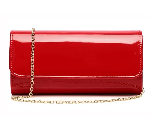 MUDUO Women Patent Leather Wallets Fashion Clutch Purses Evening Bag Many colors Handbag (18Red)