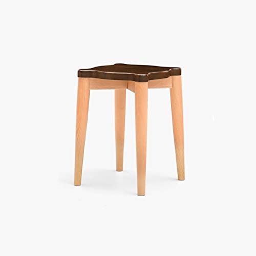 ZHJ Pure solid wood stool living room dining stool fashion creative dressing stool dining table stool wood bench home stool (Color : Brown)