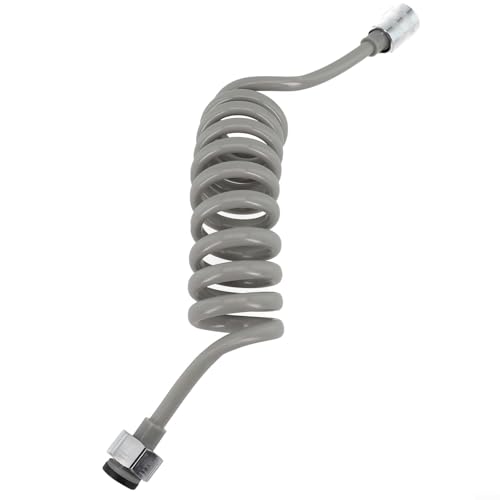 Tuyau de douche flexible à ressort en métal PU anti-torsion blanc/gris, 1,5 m, 2 m, accessoire de plomberie de salle de bain compatible avec pommeau de douche et bidet (gris, 1,5 m)