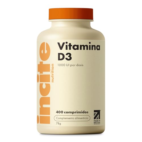 Incite Nutrition Vitamina D 1000iu, Vitamina D3 microcomprimidos fáciles de tragar, uno al día Colecalciferol VIT D3 de alta potencia, Suplemento Vegetariano, 400 Unidades (Paquete of 1)