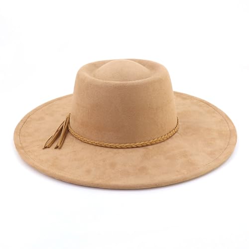 Image of LIDHAY Wide Brim Fedora Hat for Men Women Big Rancher Felt Hat Pork Pie Jazz Hat