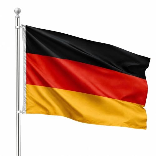 FLAGLY Deutschland Flagge 90 x 150 cm wetterfest & UV-beständig reißfestes Fahnenpolyester mit stabilen Ösen ideal für Garten Balkon & Events Deutschlandflaggen