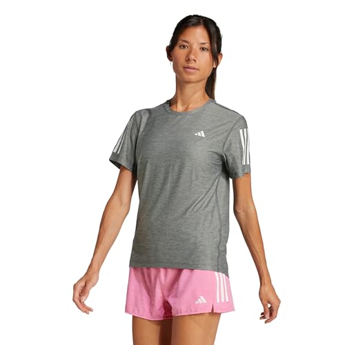 adidas Womens Own The Run T-Shirt, Grey/White Melange, XS