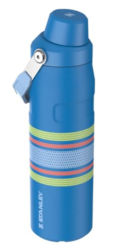 Image of Stanley Varsity IceFlow Aerolight Fast Flow Water Bottle 24 oz | Angled Spout Lid | Lightweight and Leakproof for Travel and Sports | Insulated Stainless Steel | BPA-Free | Azure Mesh Blue