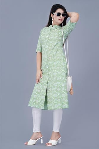 Image of Women Printed Collar Neck Half Sleeve Regular Fit Formal Kurti for Women's