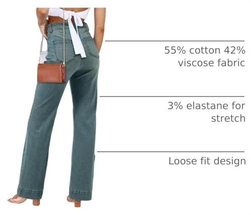 Image of Astylish Women's Wide Leg Jeans High Waisted Denim Pants