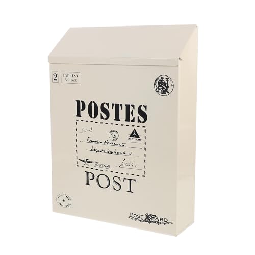 NIYANGLE Vintage Lockable Letter Box Retro Wall Mounted Mailbox with Key for Letters Newspapers Complaint Storage American Style Decorative