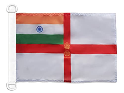 AZ FLAG - Drapeau Pavillon de guerre Inde - 45x30 cm - Pavillon Nautique Militaire Indien Spécial Bateau Et Extérieur En Maille Bloquée Avec Anneaux Plastiques Intégrés - 30g