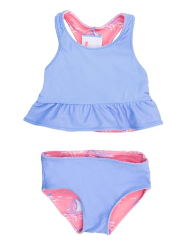 Image of RuffleButts Baby /Toddler Girls UPF50+ Sun Protected Reversible Peplum 2 Piece Sleeveless Tankini