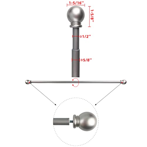 Kowibcl 5/8 Inch Telescoping Metal Curtain Rods,28-48Inch Adjustable Curtain Rods For Bedroom Living Room Shower Room, Satin Nickel #TOP3