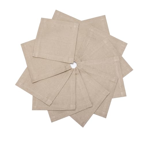 100% Pure Linen Cocktail Napkins Set of 12 6x6 Inch - Drink & Beverage Cloth Coasters for Bar Coffee Parties Everyday Use