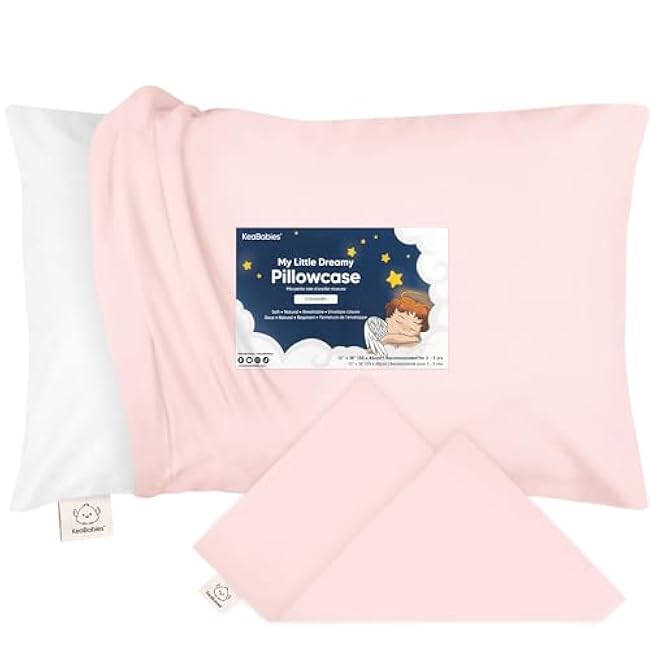 KeaBabies Toddler Pillowcase 13x18 - Organic Cotton Toddler Pillowcase for Kids, Boys, Girls, Soft & Durable Cotton Cover for Miniature Sleepy Pillows, Cute Colors,Pillow Sold Separately(Soft White)