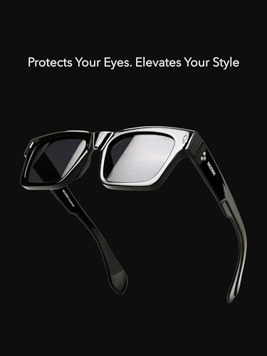 Image of MOONX Horizon UV Protected Rectangular Sunglasses for Men & Women | Black PC Frame | Black Lens | Stylish Unisex Eyewear for Driving, Travel & Casual Outings