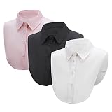 FAMOUHOME Gefälschter Kragen, Bluse Abnehmbare Kragen, Frauen Kragen Krageneinsatz, Halbe Hemd Falscher Kragen, Eine Größe Passt Am Meisten (3 Stück Rosa + Schwarz + Weiß)
