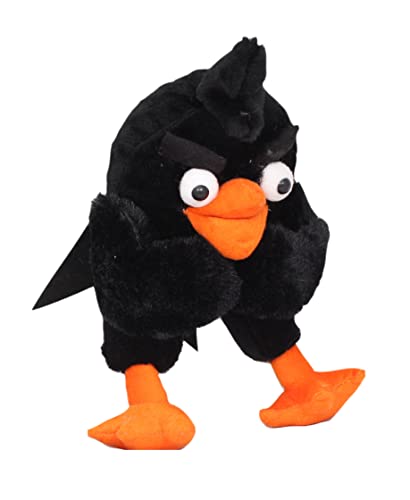 Image of Tickles Standing Angry Bird Cartoon Character Soft Stuffed Plush Toy for Kids Birthday Gifts (Color: Black Size: 30 cm)
