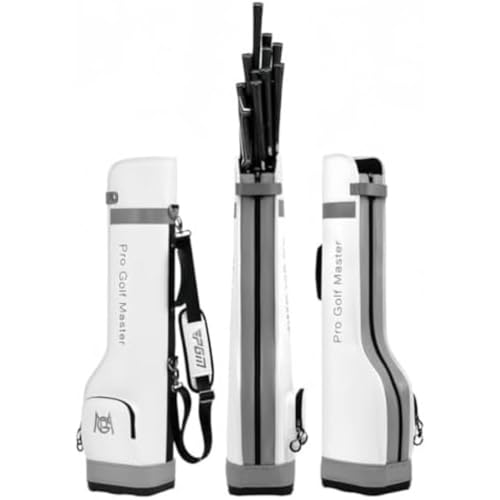 OGXN クラブケースゴル フバッグ PUレザー 自立 14本収納 大容量 軽量 防水 耐摩耗性 練習用 旅行用 男女兼用 (白)