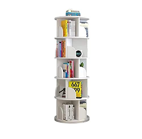 5 Tier 360° Rotating Stackable Shelves Bookshelf Organizer (White) #TOP27