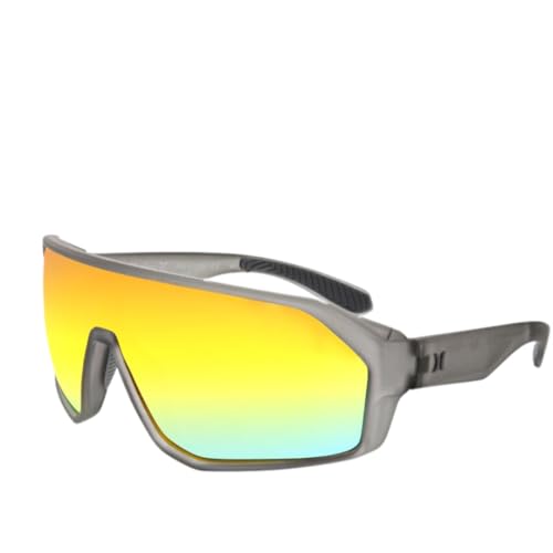 Hurley SCAR Shield Sunglasses, Men's, Rubberized Grey, PC Frame, Sport, Shield Shape, Orange/Red Mirror Lens, Polarized TAC, Anti-Reflective Coating