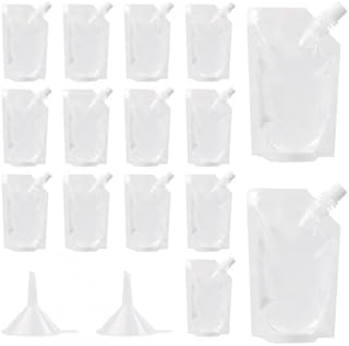 Dokpav 15PCS Refillable Drink Pouches, 200ml Travel Drinks Flasks, Plastic Drinks Flasks Cruise Kit, Liquor Drink Pouch with Funnel, Reusable Alcohol Liquor Juice Bags, for Travel Outdoor Camping