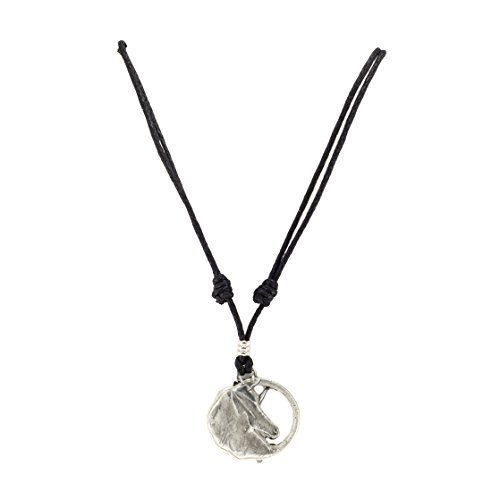 BlueRica Unicorn Head on Adjustable Black Cord Necklace (Old Silver Finish)3
