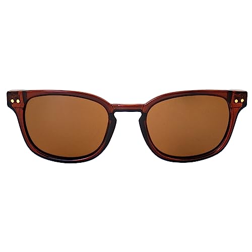 Guam Polarized Sunglasses for Men or Women Brown Frame w/Double Metal Rivets & Brown Lens2