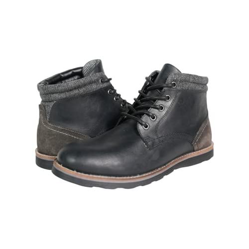 Crevo Geoff Non-slip Chukka Boots - Men's Black Leather & Wool Ankle-High Casual Lace-Up Boots for Everyday Wear & Motorcycle Riding4