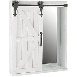 Melko Armario de pared para puerta corredera, armario con espejo, armario de pared, color blanco