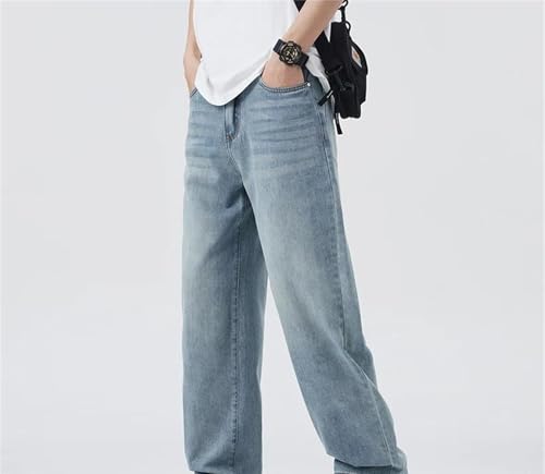 Mens Jeans Straight Leg Loose Vintage Solid Color Wide Leg Pants High Street Casual Denim Wear2