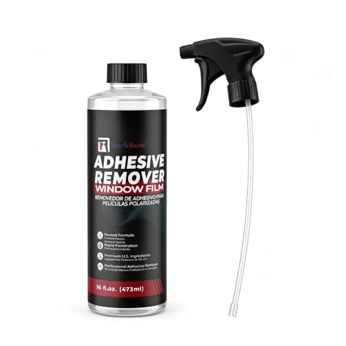 RockRose Window Film Adhesive Remover for Automotive Tint Professional Tint Glue Remover Spray for Car Window Film Removal Auto Glass Tint Residue Cleaner 16 fl oz / 473 ml with Spray Trigger