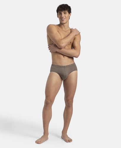 Image of Jockey 8035 Men's Super Combed Cotton Solid Brief with Ultrasoft Concealed Waistband (Pack of 2) Dark Khaki XXL