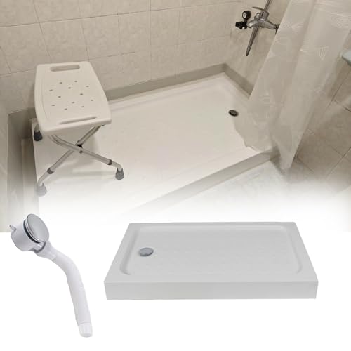 WLCGYD Plato de Ducha Plato De Ducha Rectangular Blanco Antideslizante con Kit De Elevación para Autocaravanas, Furgonetas Camper, Acrílico(900 x 1300 mm)