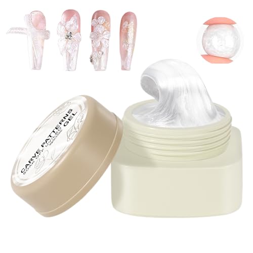 Gel de escultura para uñas, gel de uñas 3D - Gel de uñas sólido 3D sin parar | 5G Suministros de manicura blanca seca fácil para moldear tallado
