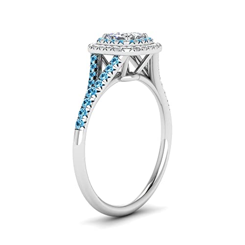 Image of Choose Your Gemstone Delicate Double Halo Diamond CZ Ring Sterling Silver Princess Shape Halo Engagement Rings Matching Jewelry Wedding Jewelry Easy to Wear Gifts US Size 4 to 12