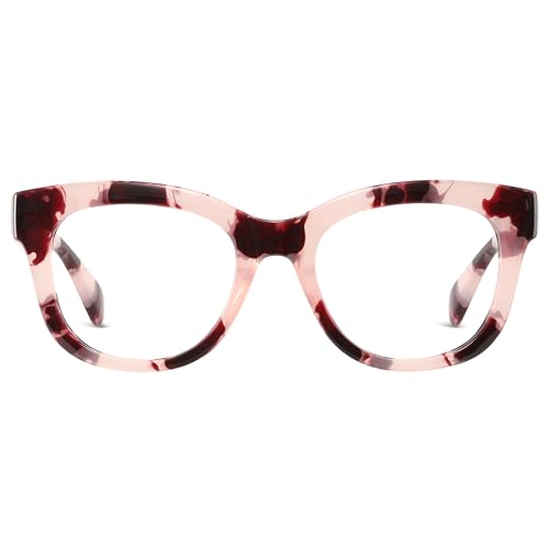 Image of Blue Light Blocking Glasses for Woman /Men, Round Fashion Retro Frame Fake Glasses, Circle Computer Gaming Glass, Pink Leopard
