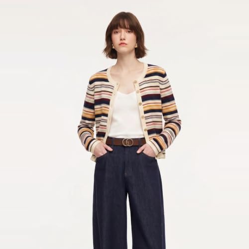 Image of GOELIA Women Wool Blend Lightweight Cardigan Sweaters 2026 Spring Business Casual Solid Long Sleeve Knitted Cardigan Top