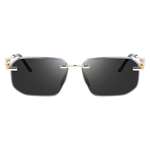 Image of IFLASH UV Protected Retro Rectangular Rimless Sunglasses for Men and Women