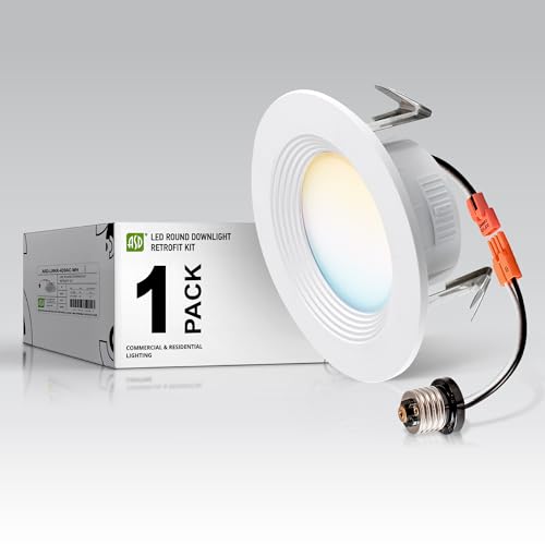 ASD 4 Inch Retrofit LED Recessed Light - 9W 2700K-5000K 700LM Retrofit LED Recessed Lighting 4 Inch, Dimmable Recessed Lights, Wet Rated Baffle Trim Can Lights, UL