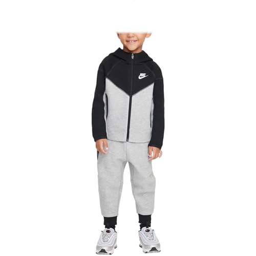 Nike Sportswear Tech Fleece Full-Zip Set Toddler 2-Piece Hoodie Set (76L050-G0E, Dark Grey Heather)